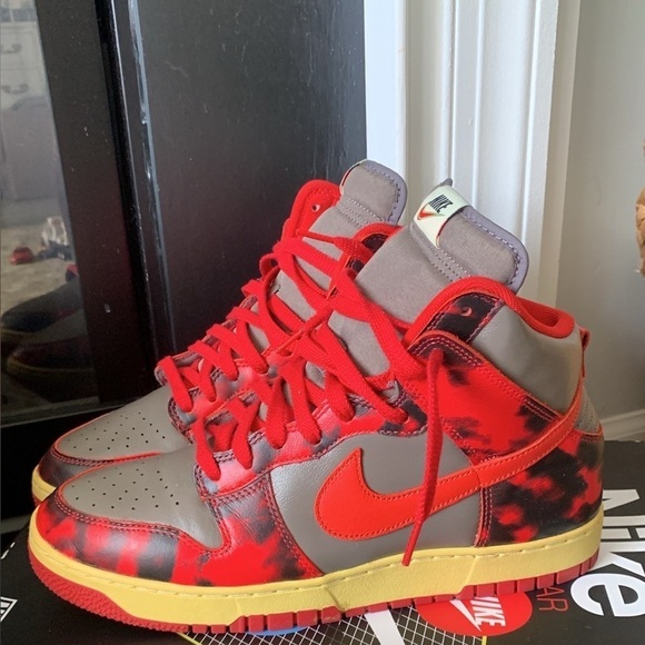 Nike‎ Dunk HighTop 1985 Red Acid Wash Sneakers size 11 shoes retro - Picture 1 of 12